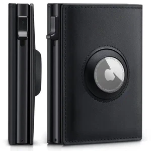 Mens Genuine Leather Wallet, AirTag Wallet w/ RFID Blocking, Credit Card Wallet - Picture 1 of 11