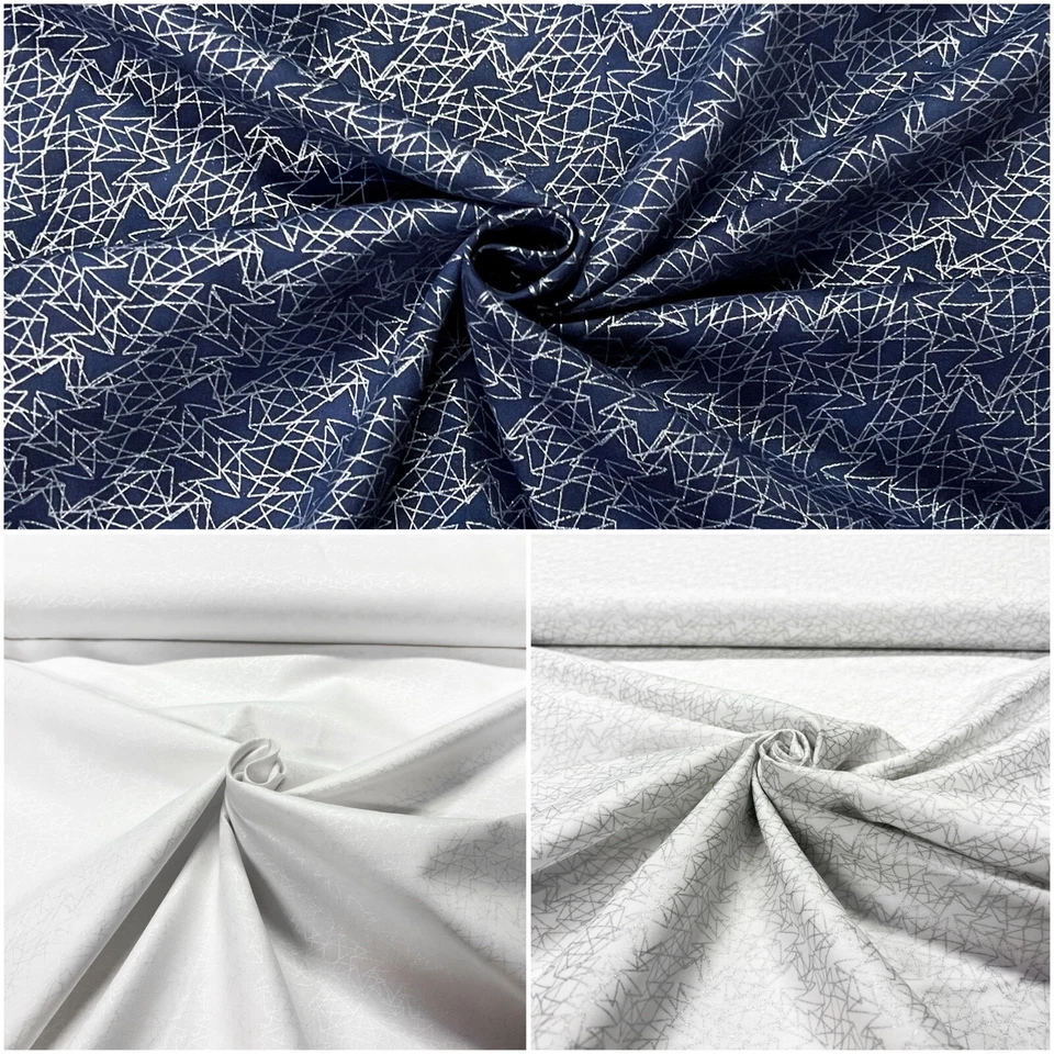 Weihnachtsstoffe 100% Baumwolle Geometrik Muster Weihnachten Glitzer Deko 110cm - Bild 1 von 1