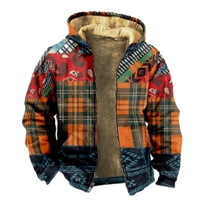 Sudadera con Capucha de Vellón Estampado 3D a Cuadros para Hombre Suéter Patrón Popular Cremallera Chaqueta con Capucha - Imagen 1 de 8