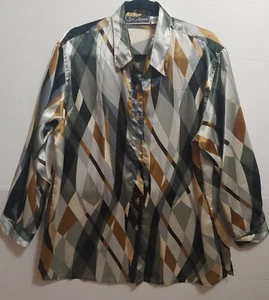 Vintage Button Down Bluse Grün Gr. Large - Bild 1 von 5