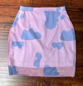 Daisy Street Pink Cloud Print Mini Mesh Skirt Size 2, Y2K - Picture 1 of 3