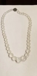 Vintage graduated bead beaded ROSE cut Crystal glass 17” long necklace - Picture 1 of 8