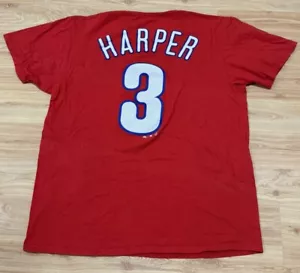 MAJESTIC MLB PHILADEPHIA PHILLIES MVP #3 BRYCE HARPER AWAY T-SHIRT JERSEY SZ L - Picture 1 of 5