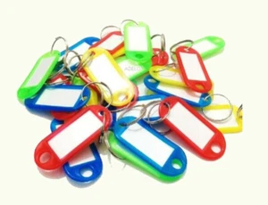 Key Tags Plastic ID Tags Name Label Key Ring Fob Tag Assorted Colours UK Stock - Picture 1 of 6