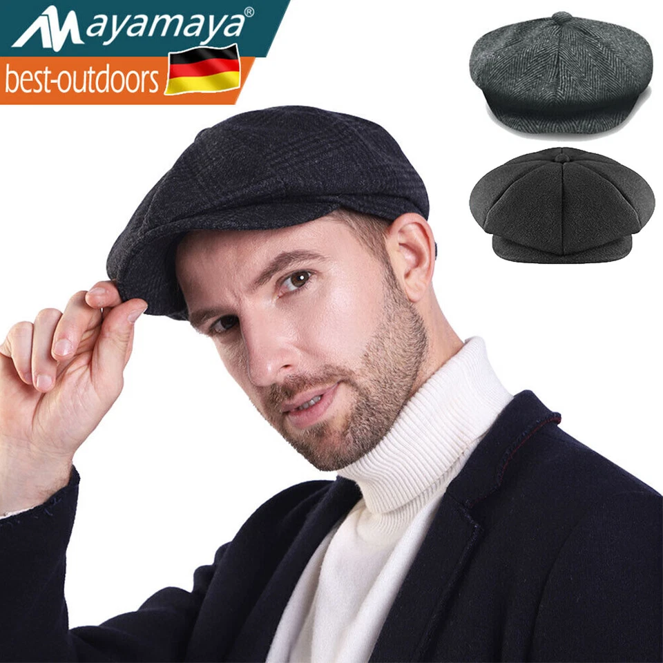 Herren Schirmmützen Schiebermütze Gatsby Mütze Kappe Peaky Blinders Flatcap Cap - Bild 1 von 4