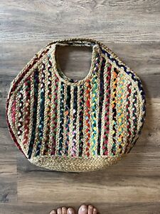 Woven Jute Straw Recycled Fabric Antik Kraft RUHI  Handbag Multicolored India