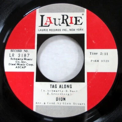 DION 45 Tag Along / Lonely World VG+on Laurie oldies rock n roll doo-wop Mc 1439 - Image 1 of 2