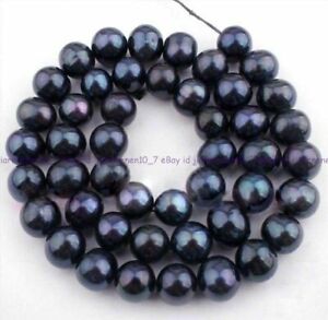 Negro Pavo Real para la fabricación de joyas 7mm cadena de perlas de agua dulce Suelto Arroz
