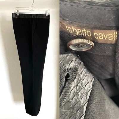 Pantalones de vestir ROBERTO CAVALLI piel de serpiente recortados negros talla 56 (XXL) Foto 1 de 4