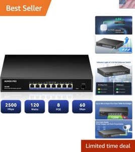 9 Port 2.5G PoE Switch, 8 Port 2.5G Network Unmanaged Switch with 1x10G SFP G... - Picture 1 of 9