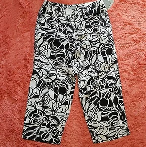 NEW Liz Claiborne Sz 8 Pants Linen Blend 'Audra' Capri Floral Print Cropped $69 - Picture 1 of 6
