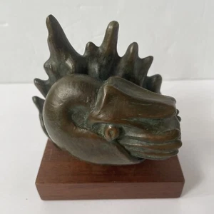 Vintage Mid Century Brutalist Bronze Nautilus Sculpture Signed & Dated by Artist - Picture 1 of 12