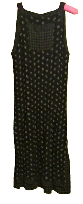 90's Carole Little Women's Dress Rayon Midi Black Crinkle Tank Layered Tunic 14 - Image 1 of 4