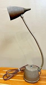 VTG Brown EAGLE HI-LITE 340 GOOSE NECK DESK Wall TABLE LAMP WORKS Bullet Shade - Picture 1 of 6