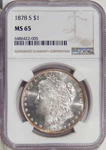 1878-S $1 NGC MS 65 ~ ATTRACTIVE GEM SILVER MORGAN DOLLAR - Picture 1 of 2