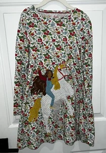 Mini Boden Big Appliqué Jersey Ivory Autumn Berry Unicorn Dress Girls 7 8 - Picture 1 of 7