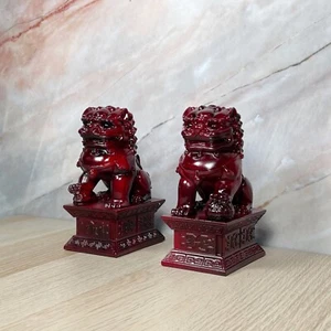 dark red Lions Statues Wealth Protection Figurine Decorations Home Decor Gifts - Picture 1 of 6