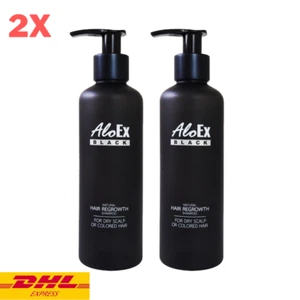 2x AloEx Black Shampoo Regrowth Natural Reduce Hair Loss Fall Dry Scalp 200 ml - Picture 1 of 8
