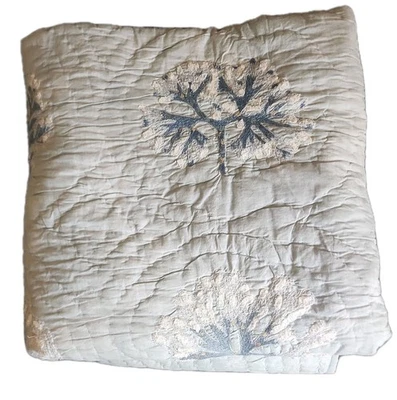 Pottery Barn Coral Reef Embroidered Quilt Full Queen Beach Blue Multi Ocean NWD - Image 1 of 4