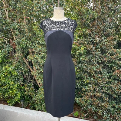 Vestido sin mangas Donna Morgan negro crochet encaje cóctel formal negro para mujer 6’s Foto 1 de 4