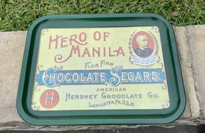 1974 HERSHEY CHOCOLATE CO. Hero Of Manila Flor Fina Schokolade Segars Metall Tablett - Bild 1 von 4