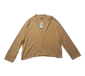 NWT J. Jill Cardigan Top Women's XL Yellow Honey Linen Blend V Neck Lightweight - Picture 1 of 13