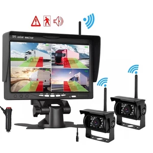 2x BSD Drahtlose Rückfahrkamera Auto 7" Quad Monitor Nachtsicht für Wohnmobil - Bild 1 von 24