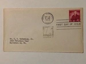 NOAH WEBSTER USA FDC 1958 SCOTT #1121 FANCY CANCEL - Picture 1 of 1