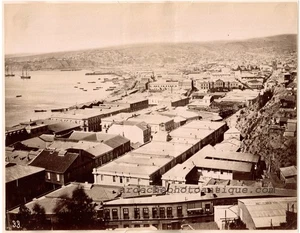 Chili.Chile."Valparaiso vue du Golf".Photo Albuminée originale 1888.Alinari Phot - Picture 1 of 4