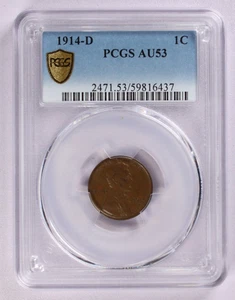 1914-D Lincoln Cent 1C PCGS AU 53 - Picture 1 of 3