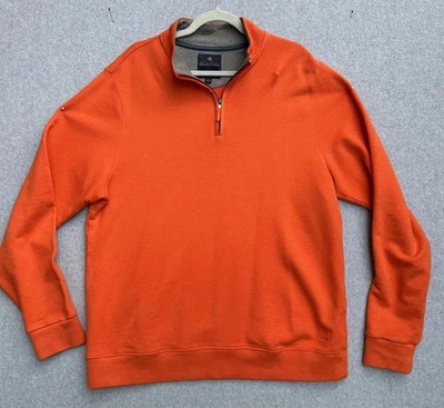 Suéter Brooks Brothers Para Hombre Grande Naranja Cuarto Cremallera Pullover Logo Bordado Foto 1 de 4