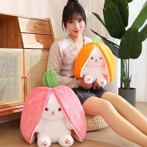 Peluche coniglio carota 18/35 cm peluche morbido coniglietto nascosto in sacchetto fragola giocattolo - Foto 1 di 15