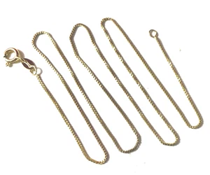 925 Sterling Silber Gelbgold vergoldet Box Gliederkette Halskette 18" 0,9 mm Nachlass - Bild 1 von 3
