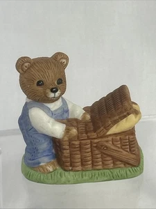 Homco Bear Figurine Picnic Basket 1462 Porcelain - Picture 1 of 5