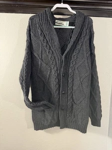 Aran Crafts Ireland Wolle Schalkragen Strickjacke Pullover XXL grau Grobstrick - Bild 1 von 10