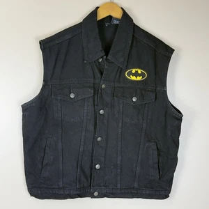 Allstate Collection Black Denim Vest with Batman Emblems – Men’s L, Cotton - Picture 1 of 14