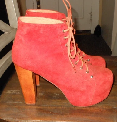 Jeffrey Campbell Havana Lita Red Lace up Platform Bootie Shoes 5" Heel Sz 11 - Image 1 of 4