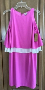 Womens Pink Sleeveless Dress ~Size 4 ~New ~ Overlay Bodice~ Back Zipper ~CREMIEU - Picture 1 of 14