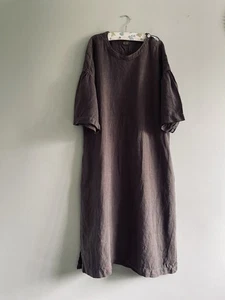 TOAST Garment Dyed Smock Artisan Taupe midi dress pockets small flaw size S - Picture 1 of 12