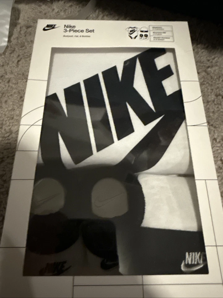 Baby Boy NIKE Bodysuit Hat Booties Set Clothes Newborn 6 Months Clothing Gift