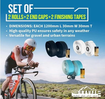 Gravelway Bike 3.5mm thickHandlebar Tape, Anti-Slip PU with Gel, Shock-Absorbing - Image 1 of 4