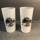 Set of 2   Classic Cars Frosted Glass Tumblers 1900 Packard  5.5