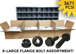 XLARGE Grade 8 Hex Flange Frame Cap Bolt & Lock Nut Assortment Bin Kit - 3671PCS - Picture 1 of 4
