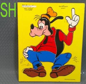Vintage 190-8 Playskool 9pc Wood Tray Puzzle Walt Disney Productions Goofy - Picture 1 of 9
