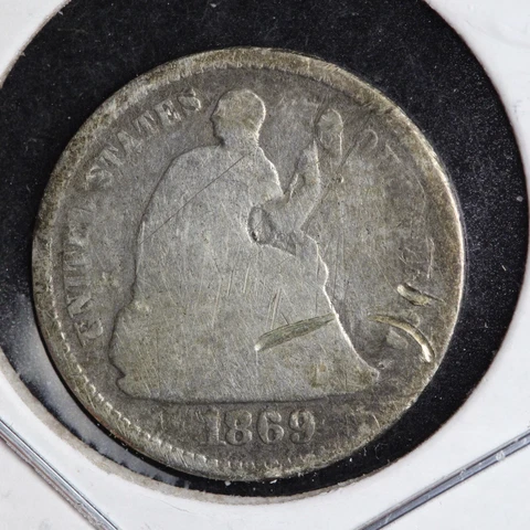 1869 Seated Liberty Silver Half Dime CHOICE VG E176 ICH Cover