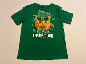 Boys St Patty's Day Tee Shirt Kids St Patrick's Day Cat Green - Picture 1 of 12