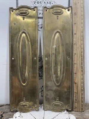 2  Antique Brass Art Nouveau Finger Plates - Image 1 of 4
