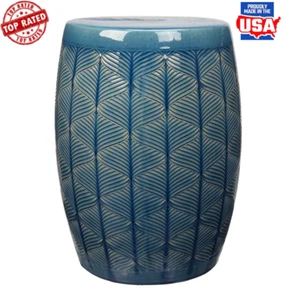 Ceramic Garden Stool Round Accent Table Footrest Plant Stand Indoor Outdoor New - Picture 1 of 5