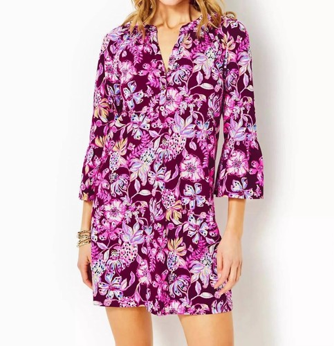 PALM ANGELS Abito Lilly Pulitzer Amarena ciliegia tropicale con stampa bottoni Norris twist S