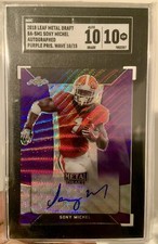SONY MICHEL (RC) Auto /15 2018 Leaf Metal Draft Purple Prism Wave SGC 10/10 🔥🔥